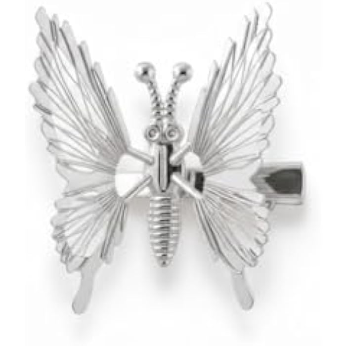 Moving Butterfly Hair Clips 1 Pieces 3D Metal Fluttering Butterfly Hair Clips Barrettes Hair Accessories for Women Girls (Silver) - Image 1